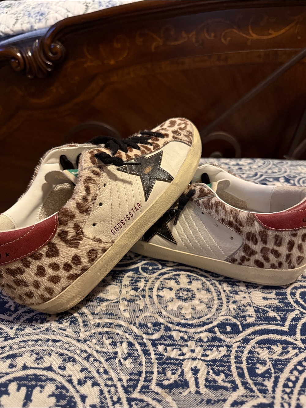 Golden Goose-Leopard Print Low-Top Sneakers in Brown and Black